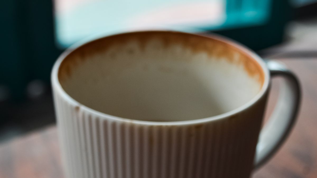 Empty coffee mug on a wooden table